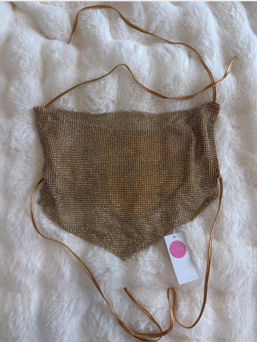 Gold Mesh Halter Top